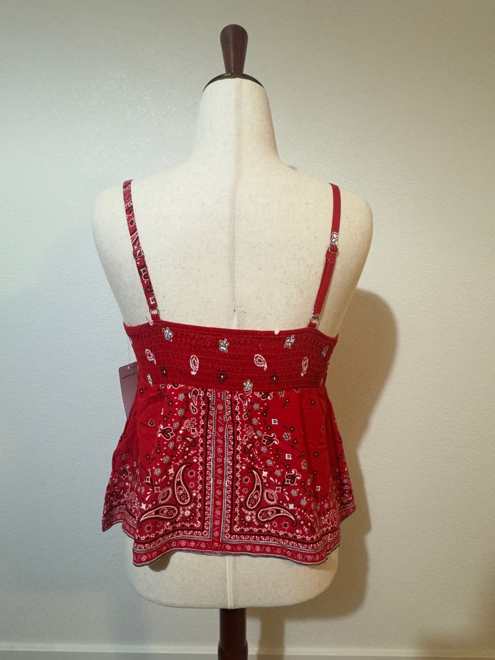 Madden Girl Red Paisley Bandana Tie-Front Cami - Picture 4 of 5